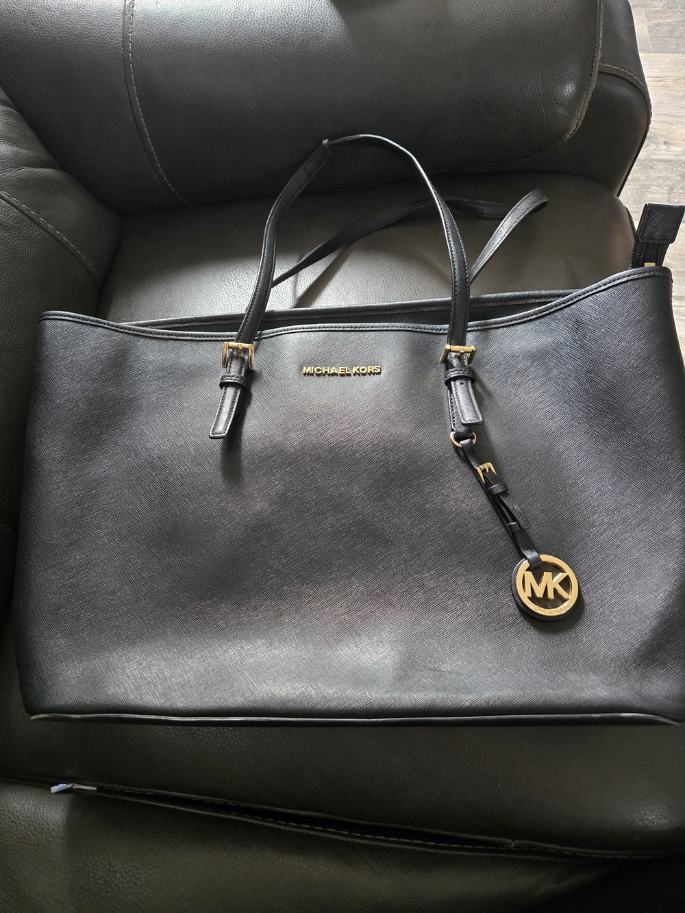 Michael Kors Black Leather Tote Bag